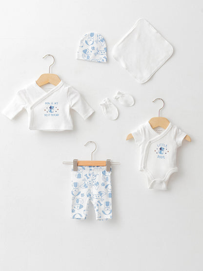 Printed Cotton Premature Baby Boy Hospital Discharge Set