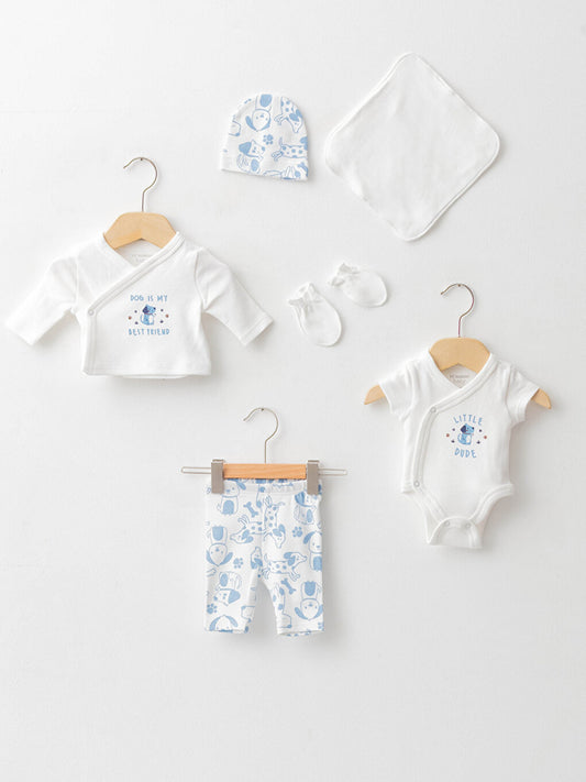 Printed Cotton Premature Baby Boy Hospital Discharge Set