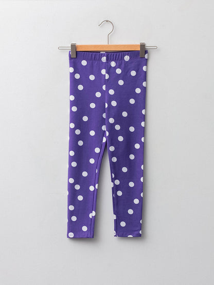 Polka Dot Cotton Girls' Long Tights with Elastic Waist