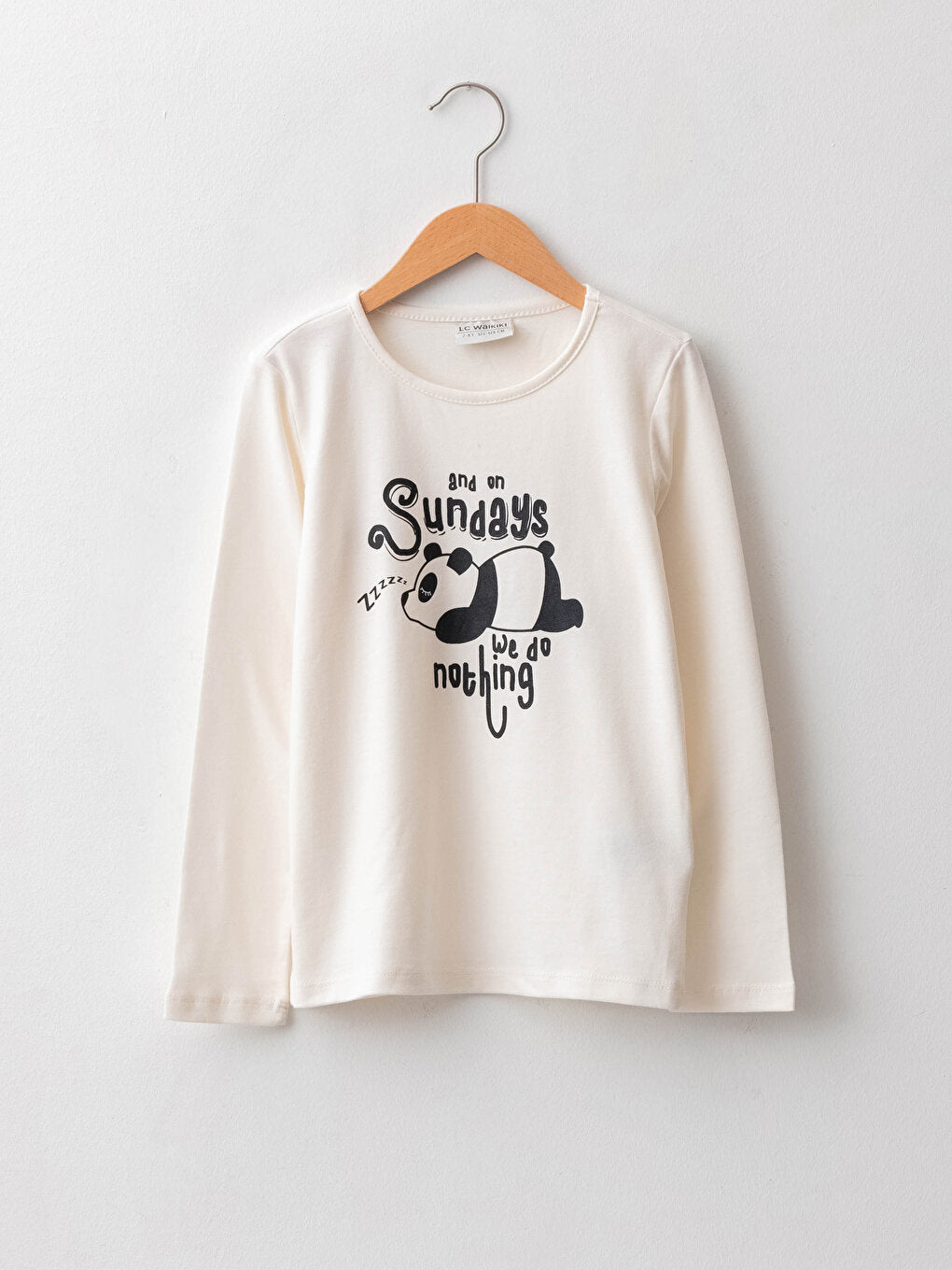 Crew Neck Printed Long Sleeve Cotton Girls' T-Shirt