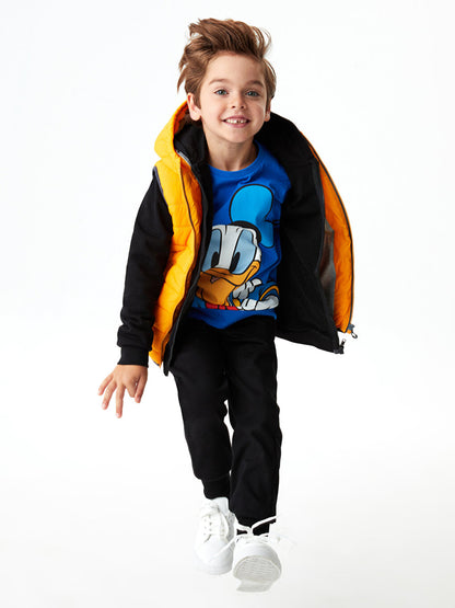 Crew Neck Donald Duck Printed Long Sleeve Boy's Sweatshirt