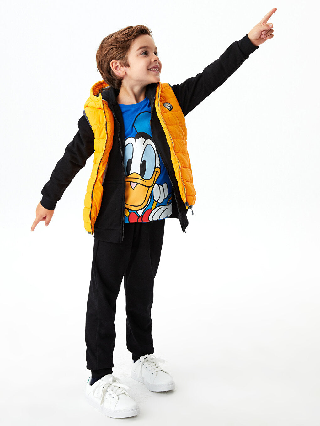 Crew Neck Donald Duck Printed Long Sleeve Boy's Sweatshirt