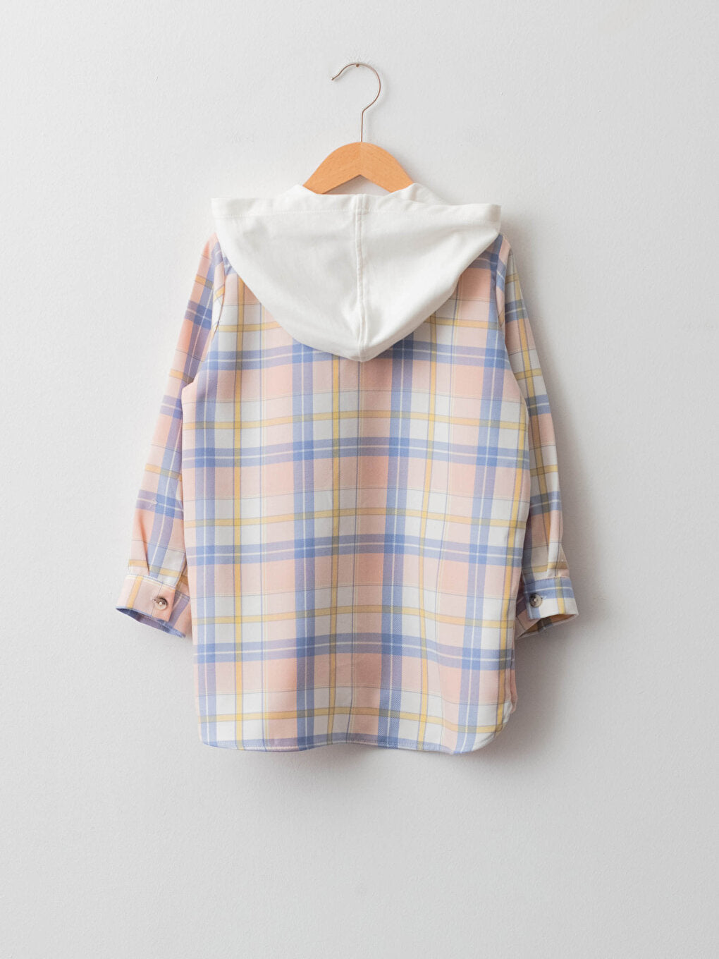 Hooded Plaid Long Sleeve Girl's Shirt