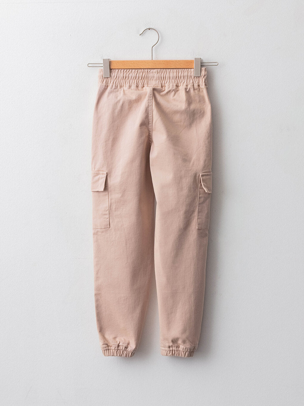 Basic Gabardine Girl's Jogger Cargo Pants with Elastic Waist