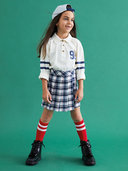 Plaid Gabardine Girl's Shorts Skirt