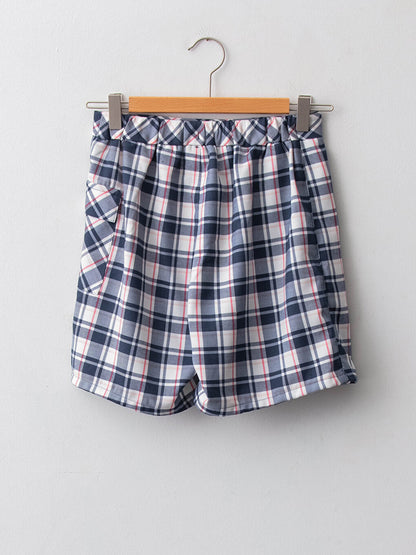 Plaid Gabardine Girl's Shorts Skirt