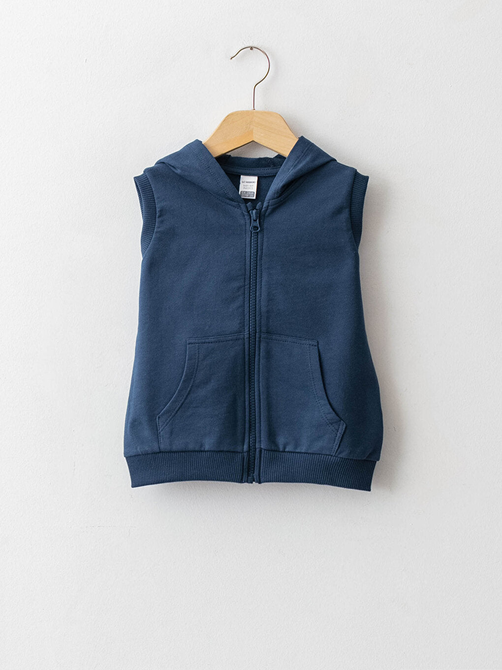 Hooded Basic Baby Boy Zipper Vest