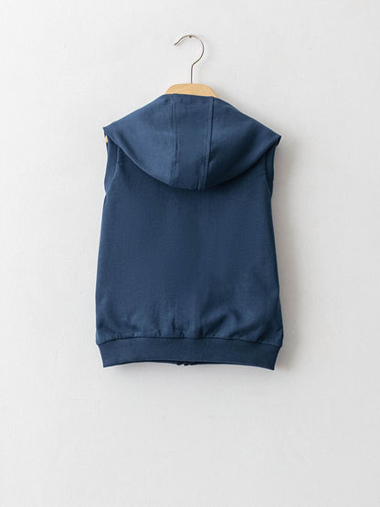 Hooded Basic Baby Boy Zipper Vest