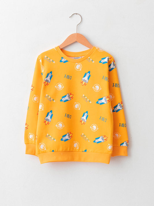 Crew Neck Printed Long Sleeve Boy's Sweatshirt