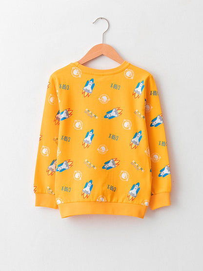 Crew Neck Printed Long Sleeve Boy's Sweatshirt