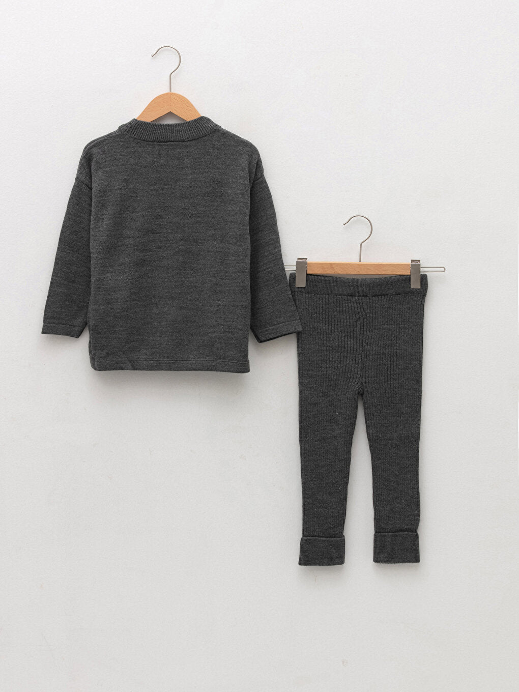 Crew Neck Basic Long Sleeve Baby Boy Knitwear Sweater and Tights 2-Piece Set