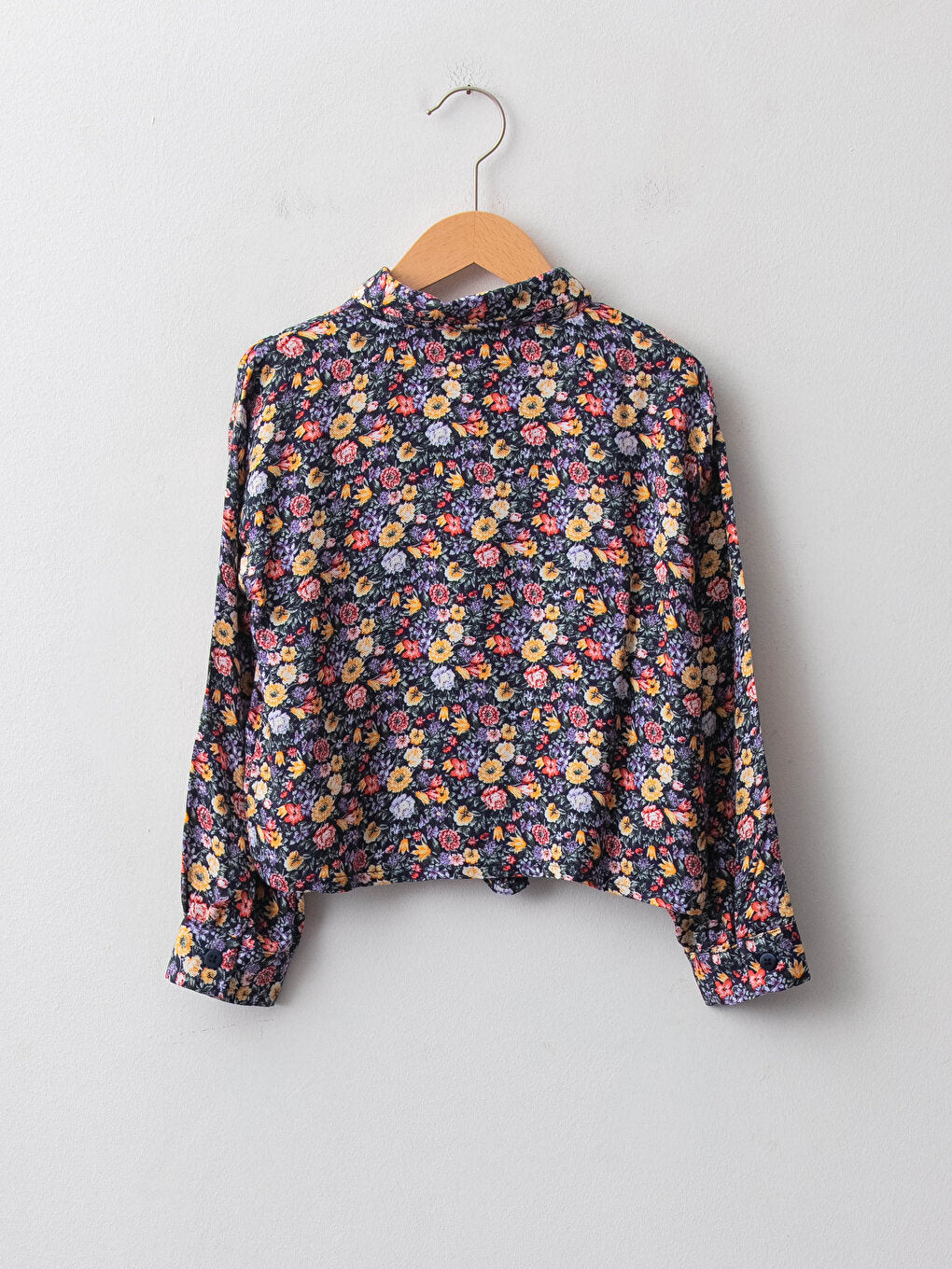 Patterned Long Sleeve Viscose Girls' Shirt