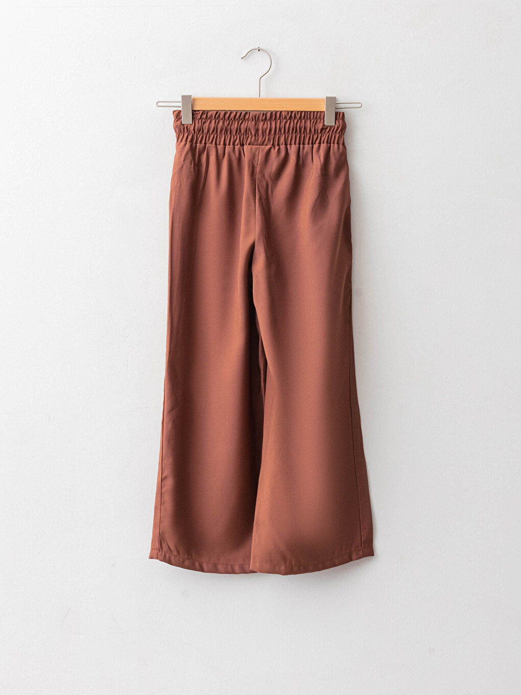 Basic Wide Leg Viscose Girls' Trousers with Elastic Waist