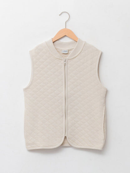 Crew Neck Quilted Patterned Boy's Vest