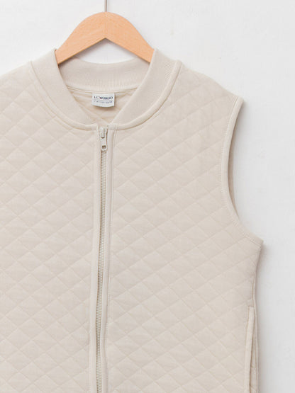 Crew Neck Quilted Patterned Boy's Vest