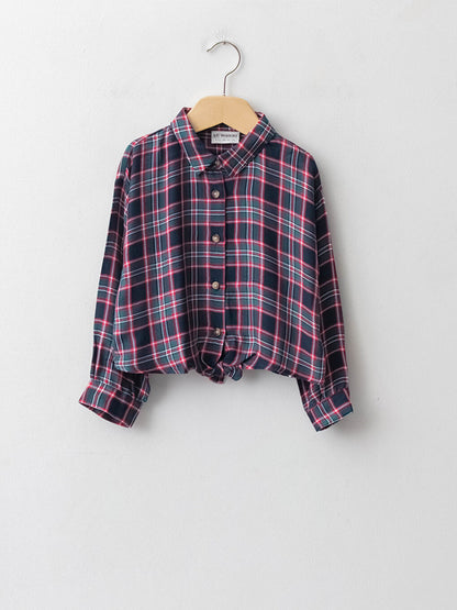 Plaid Long Sleeve Viscose Girls' Shirt