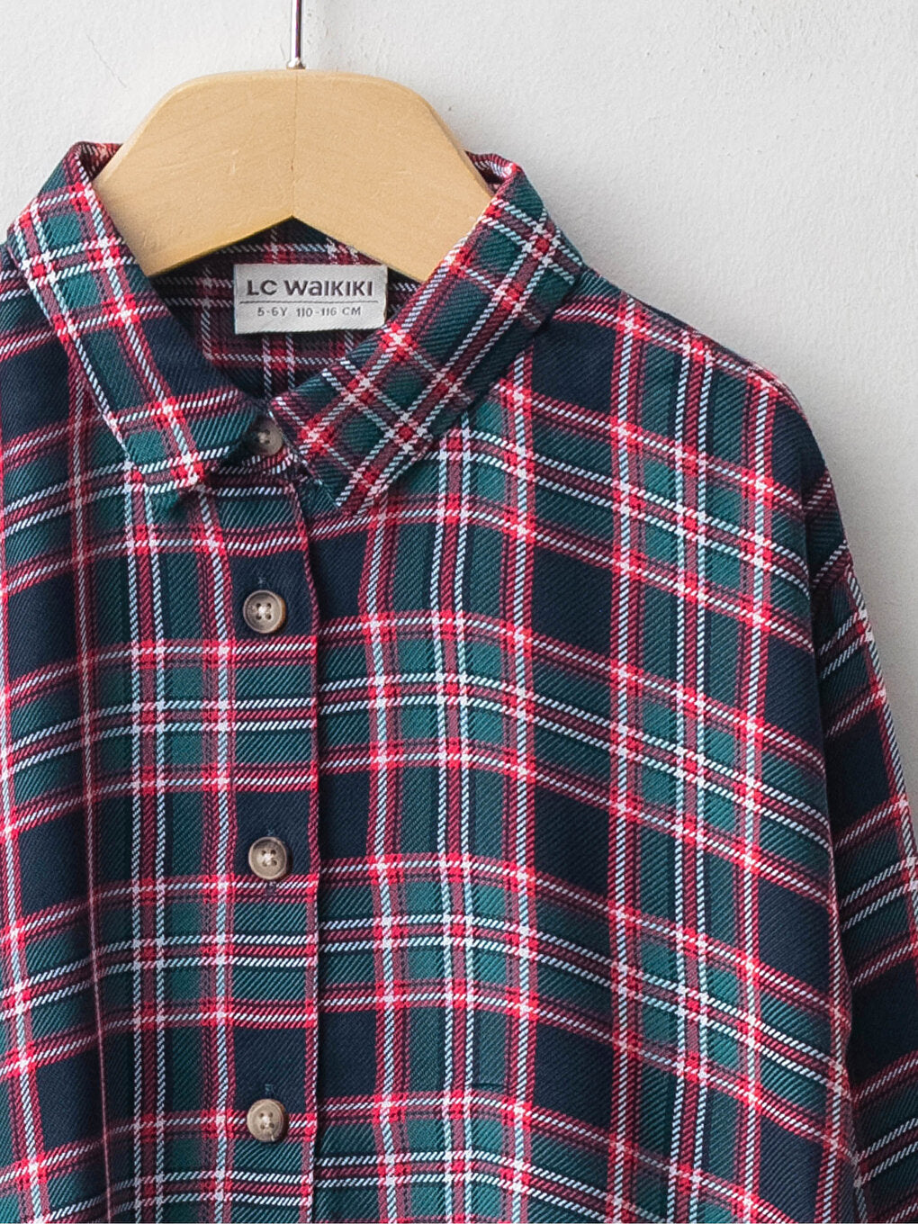 Plaid Long Sleeve Viscose Girls' Shirt