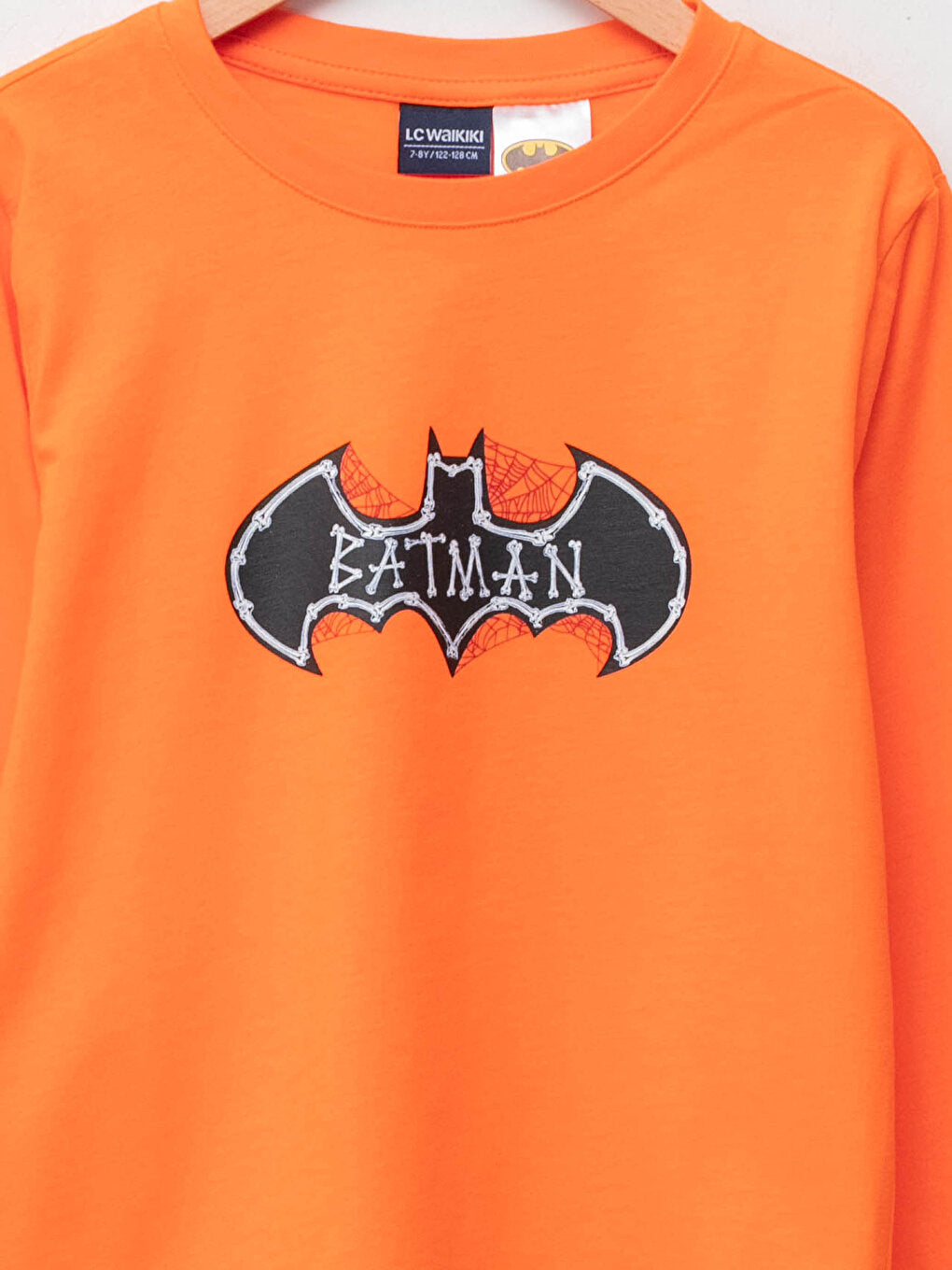 Crew Neck Batman Printed Long Sleeve Boys' Pajama Set