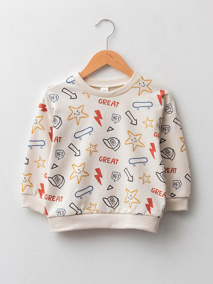 Crew Neck Long Sleeve Printed Cotton Baby Boy Sweatshirt