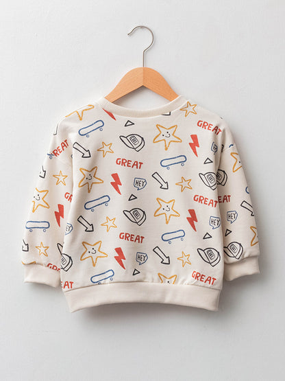 Crew Neck Long Sleeve Printed Cotton Baby Boy Sweatshirt