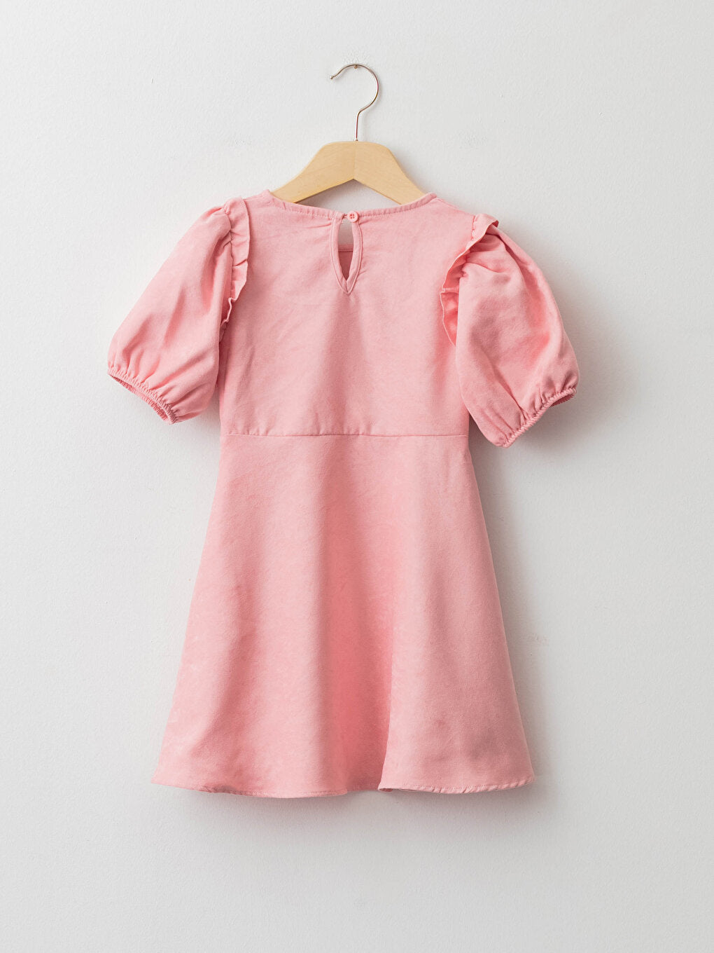 Crew Neck Ruffle Detailed Short Sleeve Girl's Dress