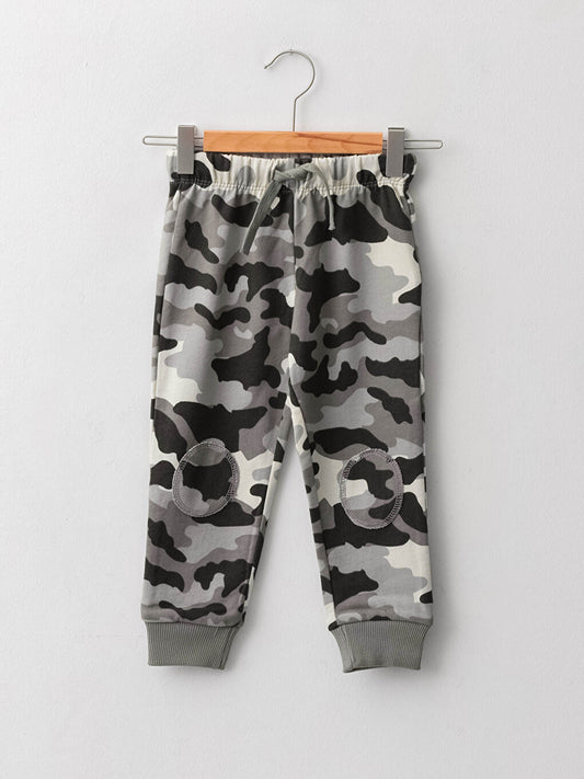 Patterned Baby Boy Jogger Sweatpants with Elastic Waist