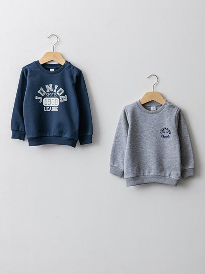 Crew Neck Long Sleeve Printed Baby Boy Sweatshirt 2-pack