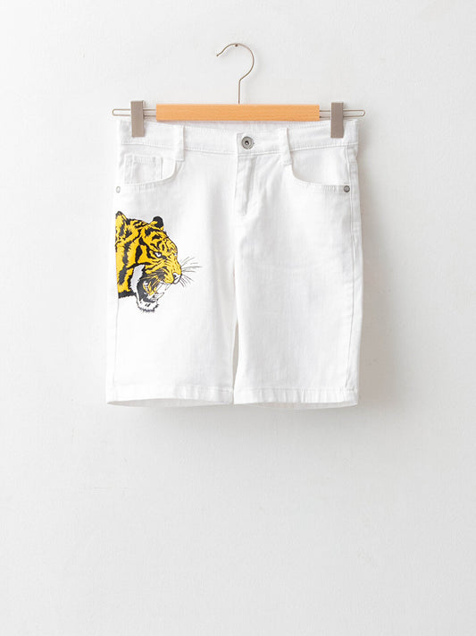 Printed Boys' Gabardine Shorts