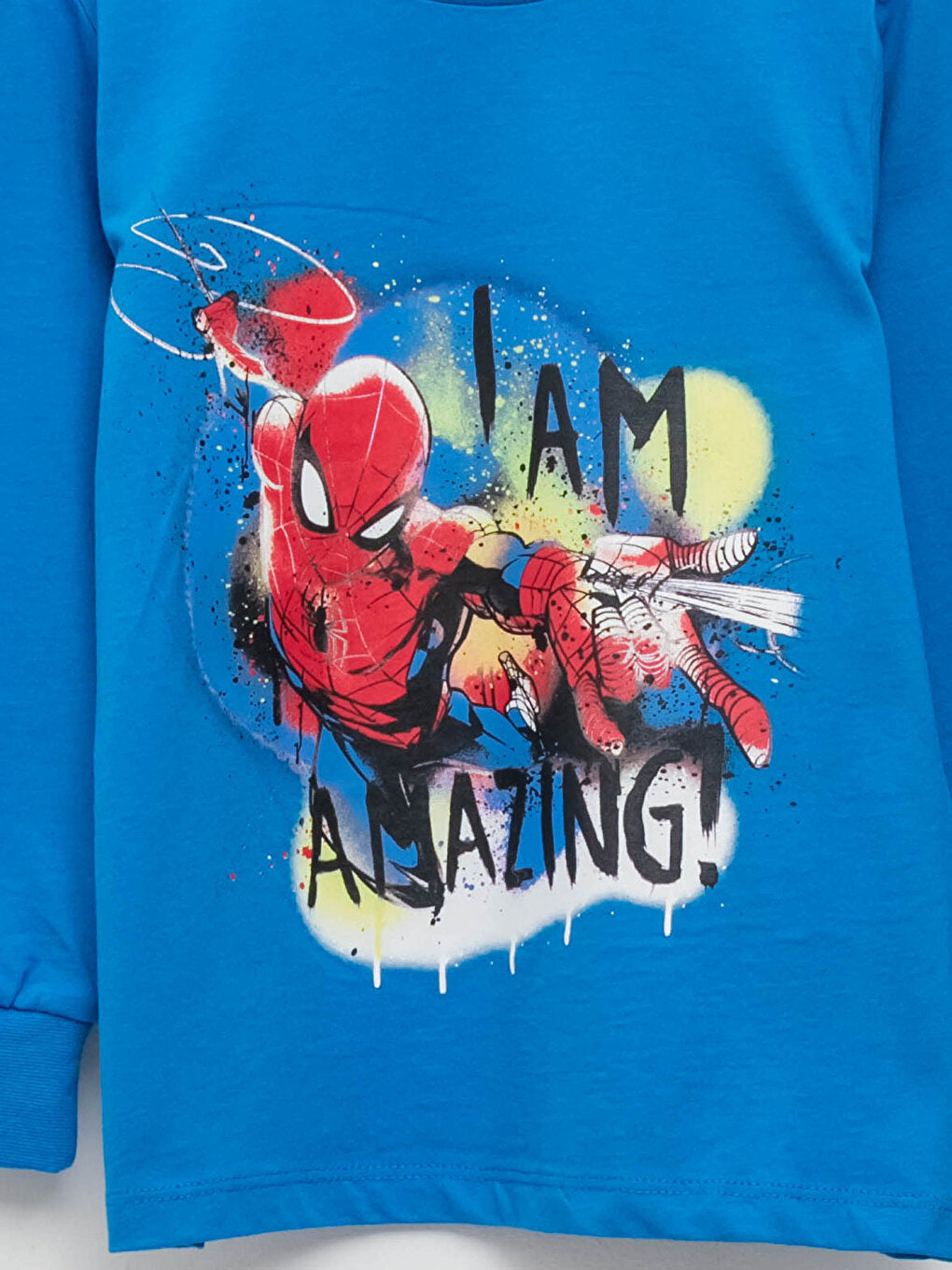 Crew Neck Spiderman Printed Long Sleeve Boys' Pajama Set