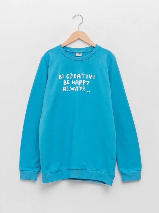 Crew Neck Printed Long Sleeve Boy's Sweatshirt