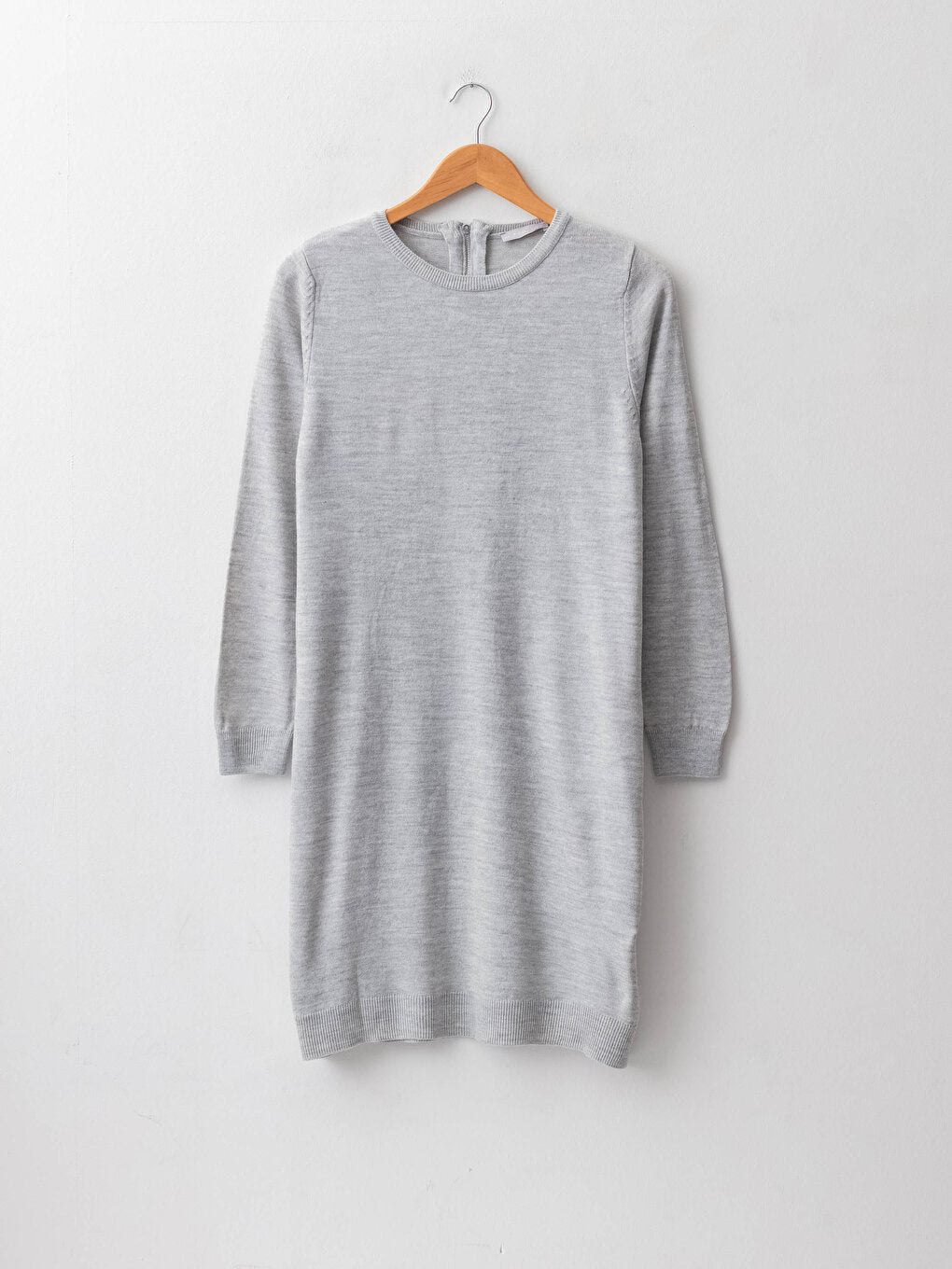 Crew Neck Plain Long Sleeve Women's Knitwear Tunic