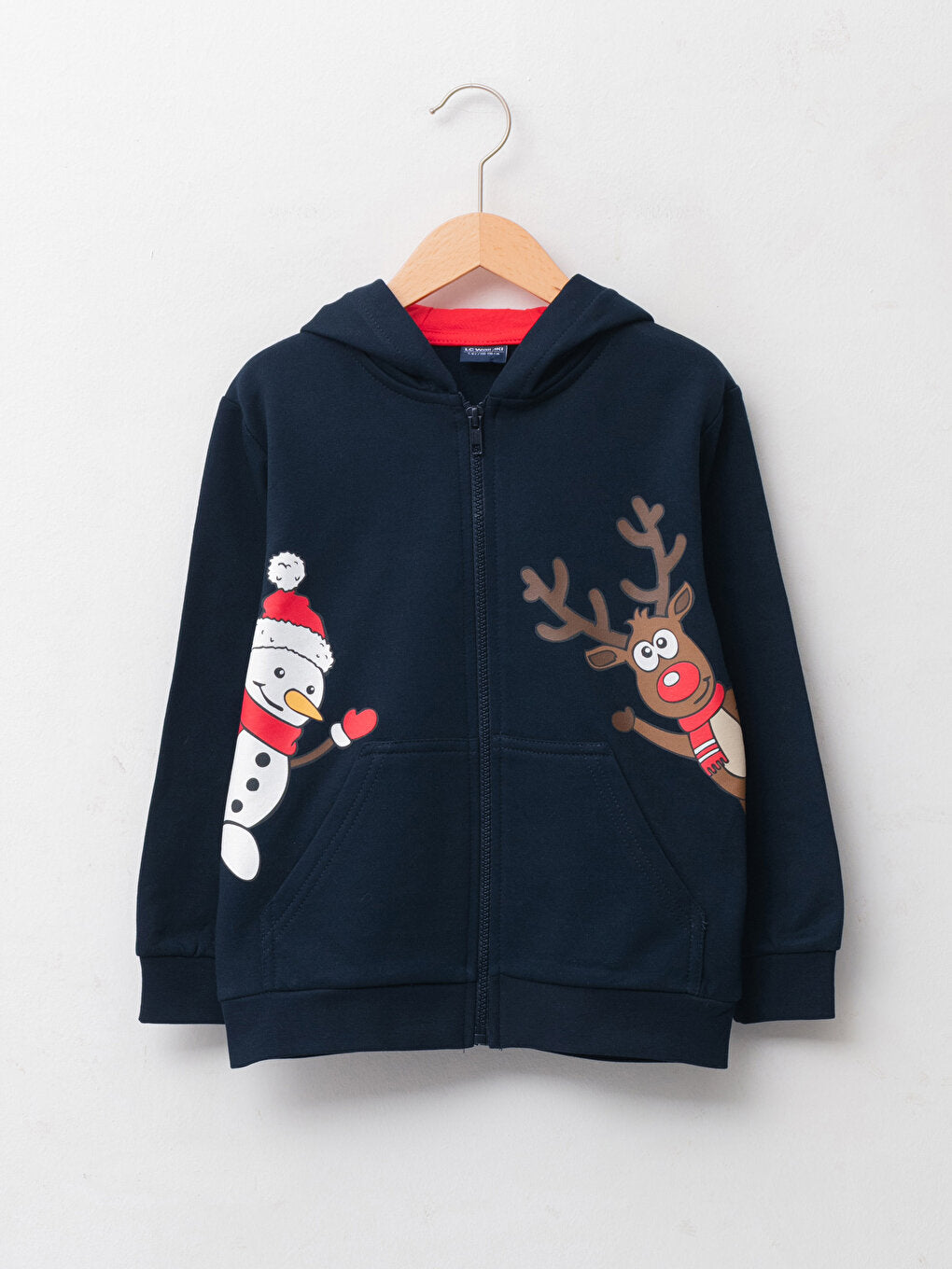 Hooded New Year's Themed Long Sleeve Boys' Zipper Sweatshirt