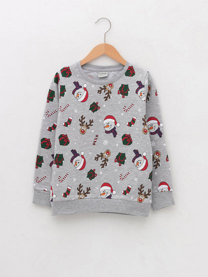 Crew Neck New Year Themed Long Sleeve Boy's Sweatshirt