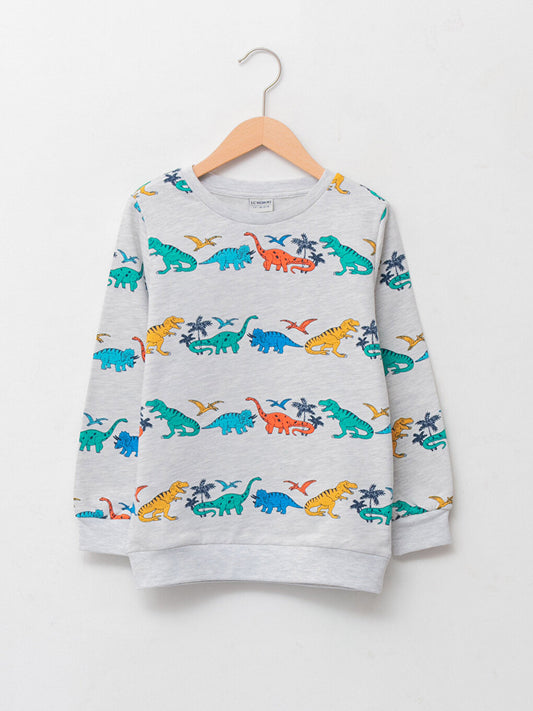 Crew Neck Printed Long Sleeve Boy's Sweatshirt