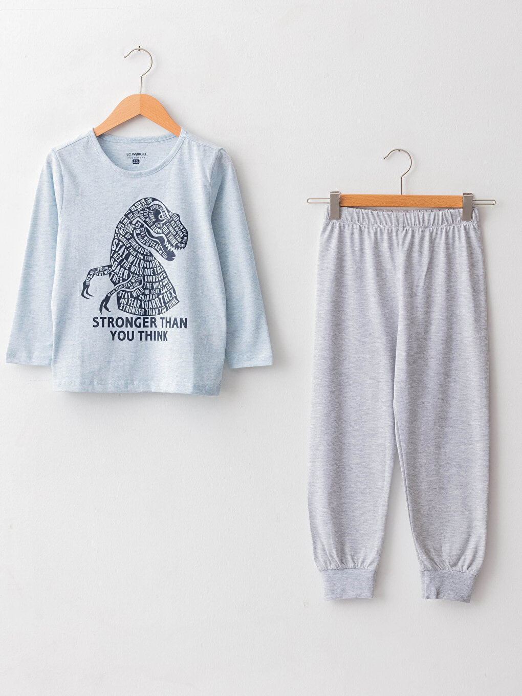 Crew Neck Printed Long Sleeve Boys' Pajama Set