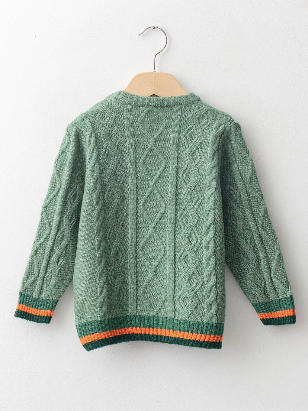 Crew Neck Long Sleeve Self Patterned Baby Boy Knitwear Sweater