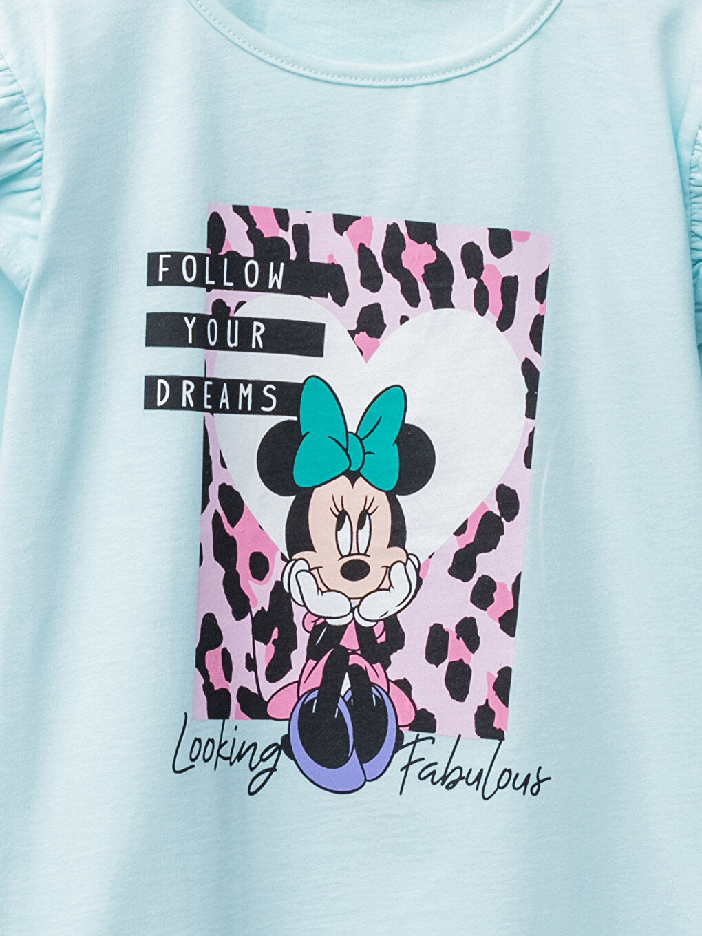 Crew Neck Minnie Mouse Printed Long Sleeve Girls' T-Shirt