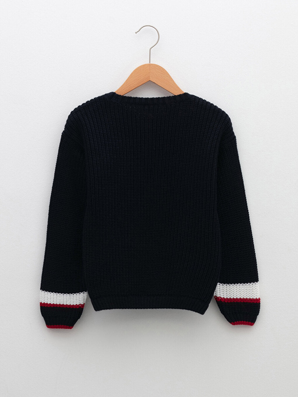 Crew Neck Embroidery Detailed Long Sleeve Girl's Knitwear Sweater