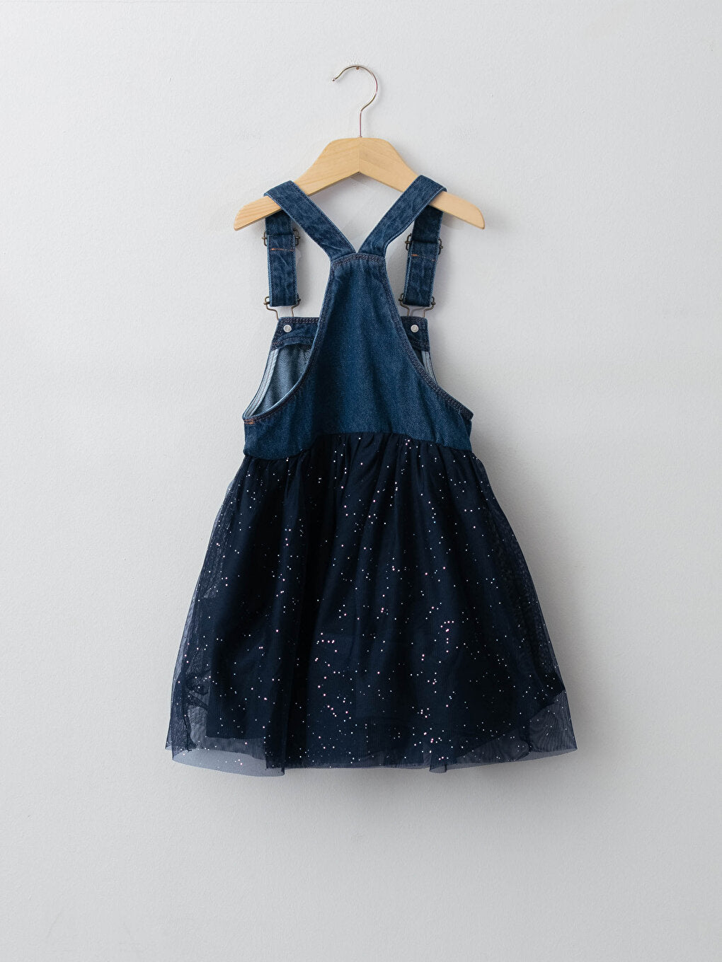 Girls' Jean Dress with Tulle and Strappy Skirt