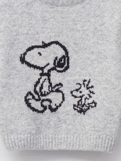 Crew Neck Long Sleeve Snoopy Printed Baby Boy Knitwear Sweater