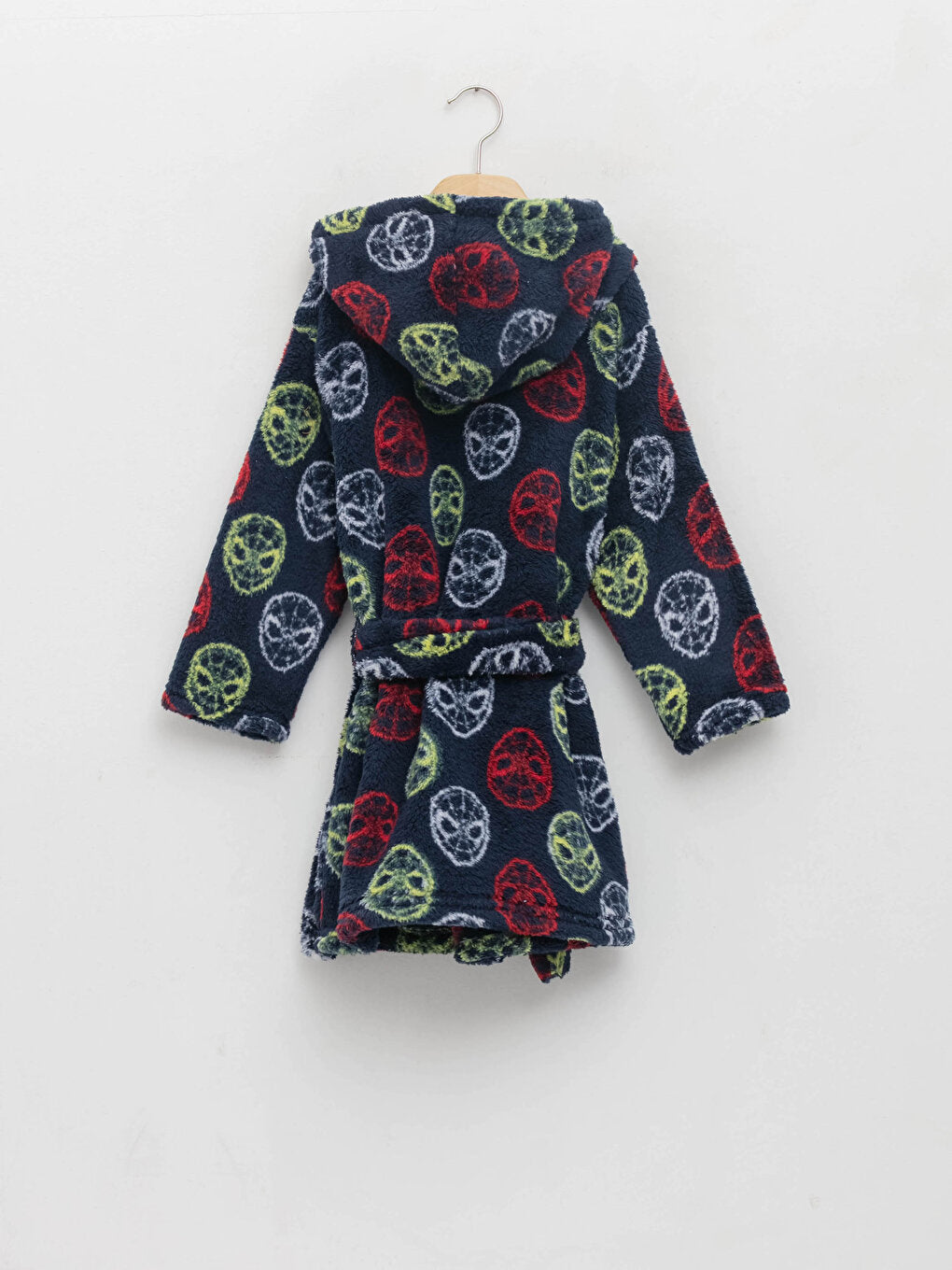 Hooded Spiderman Patterned Long Sleeve Plush Boy's Dressing Gown