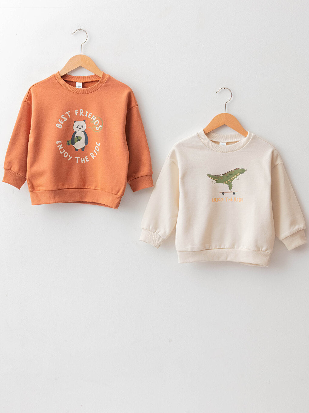 Crew Neck Long Sleeve Printed Baby Boy Sweatshirt 2-pack