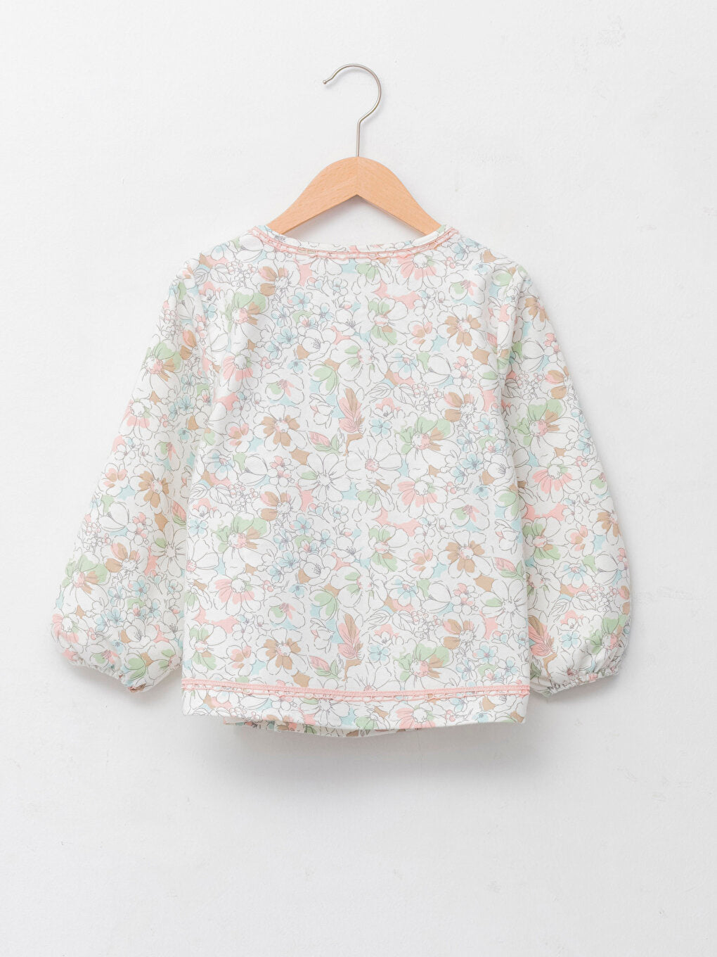 Crew Neck Patterned Long Sleeve Girl's Blouse