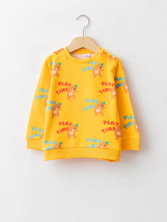 Crew Neck Long Sleeve Printed Baby Boy Sweatshirt