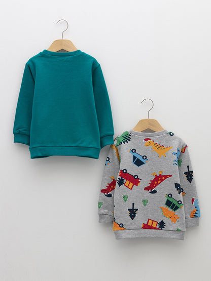 Crew Neck Long Sleeve Printed Baby Boy Sweatshirt 2-pack