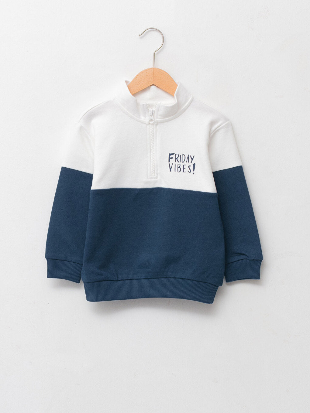 High Collar Long Sleeve Printed Cotton Baby Boy Sweatshirt