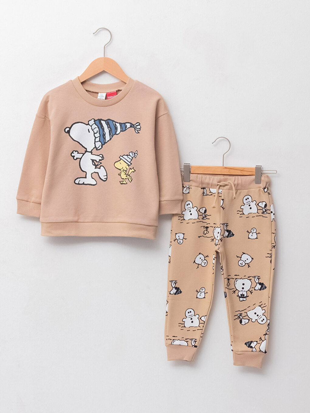 Crew Neck Long Sleeve Snoopy Printed Sweatshirt and Jogger Pants 2-Piece Set