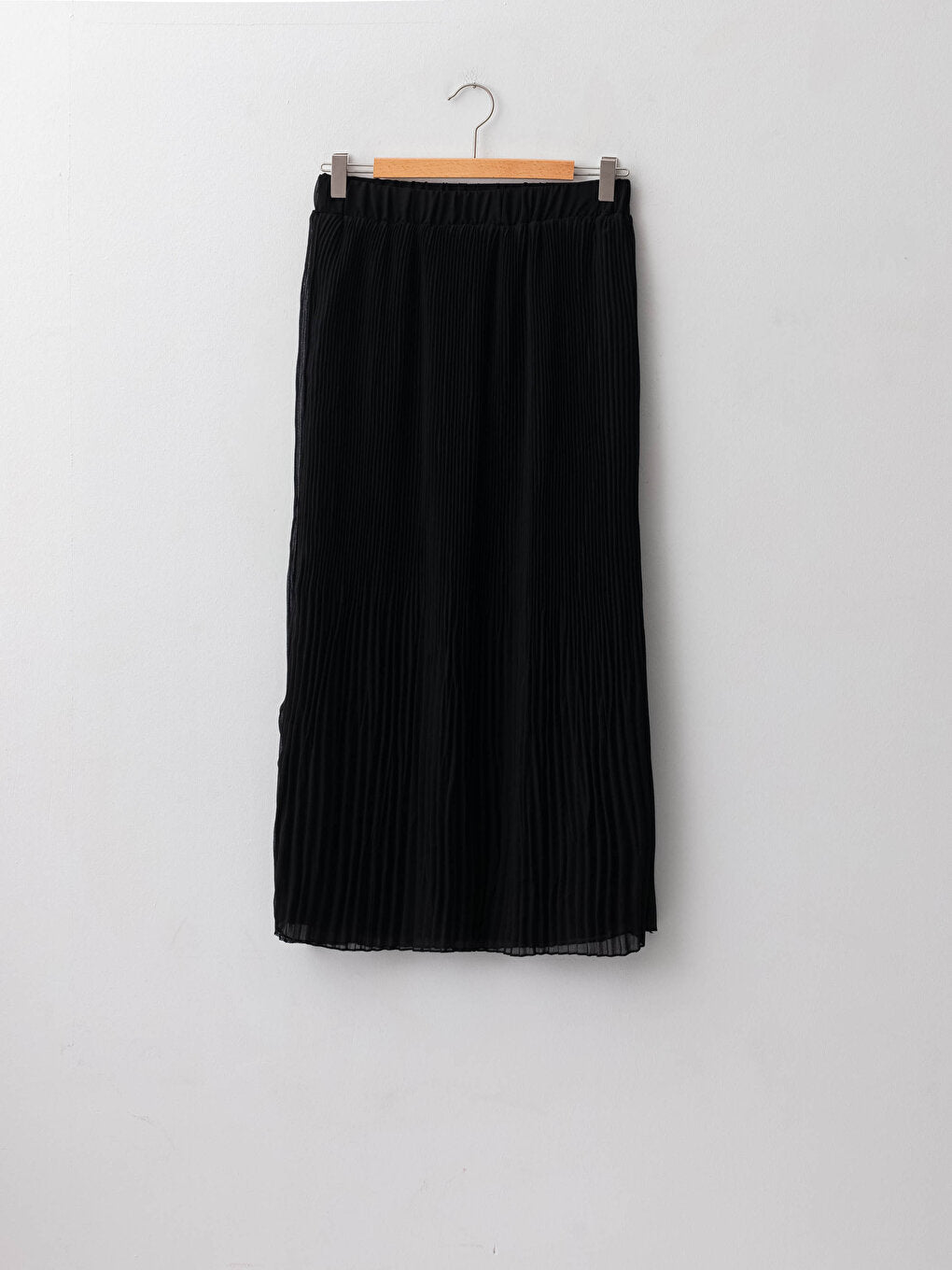 Plain Chiffon Women's Pleated Skirt with Elastic Waist