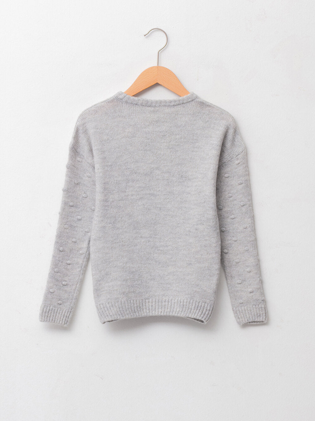 Crew Neck Basic Long Sleeve Girl's Knitwear Sweater