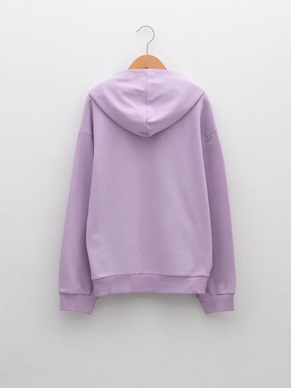 Hooded Printed Long Sleeve Girl's Sweatshirt